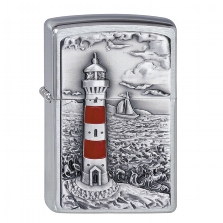 ZIPPO chrom gebürstet Lighthouse Emblem 2001670 
